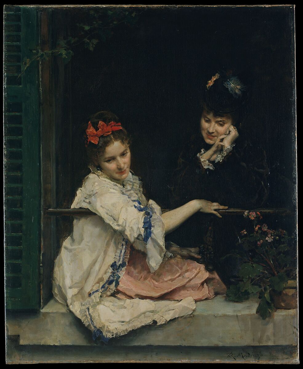Girls at a Window, Raimundo de Madrazo y Garreta (Spanish (born Italy), Rome 1841–1920 Versailles), Oil on canvas 