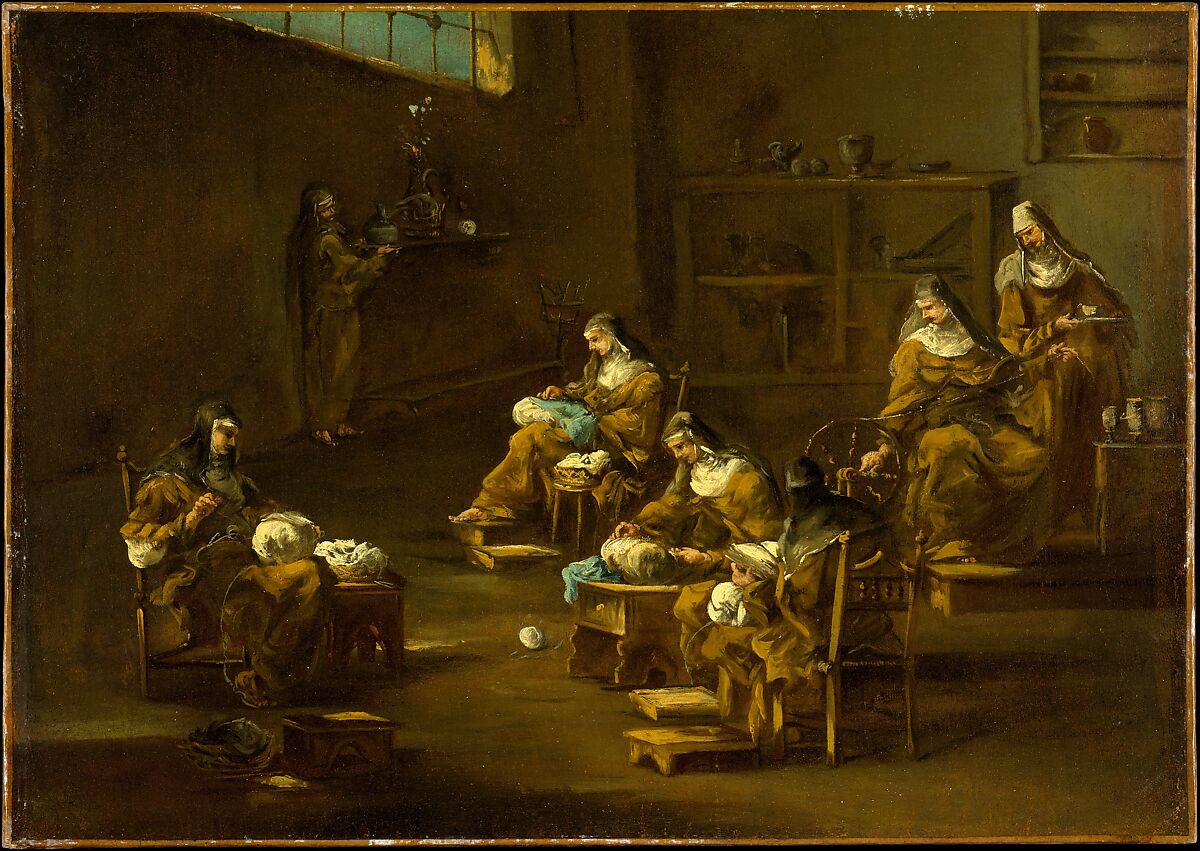 Nuns at Work, Follower of Alessandro Magnasco (Italian, Milanese, first half 18th century), Oil on canvas 