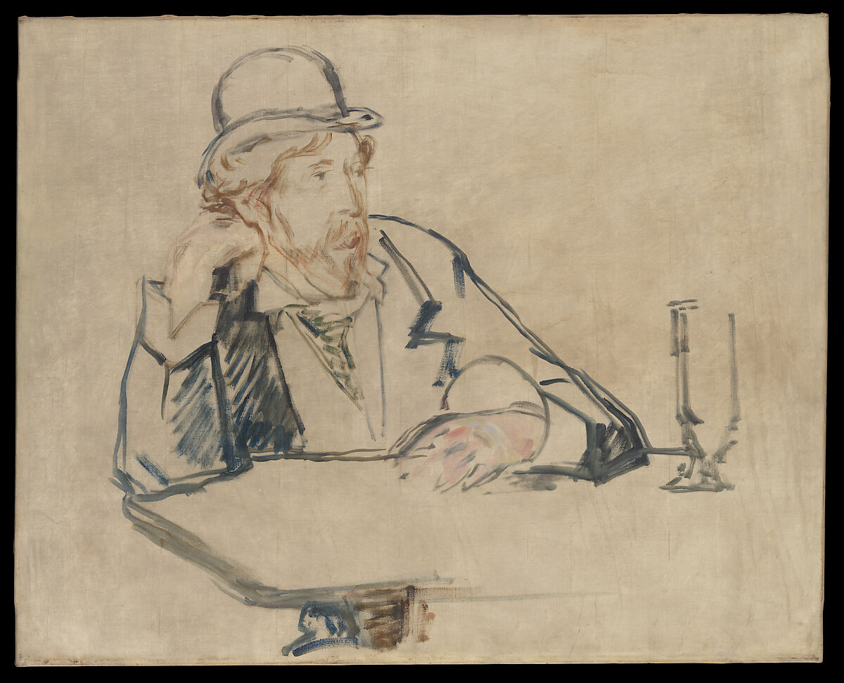 George Moore (1852–1933) at the Café, Edouard Manet (French, Paris 1832–1883 Paris), Oil on canvas 