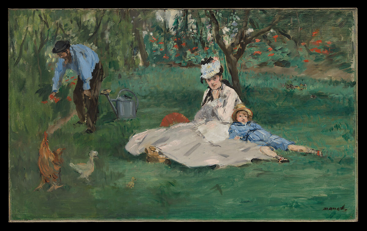 The Monet Family in Their Garden at Argenteuil, Edouard Manet  French, Oil on canvas