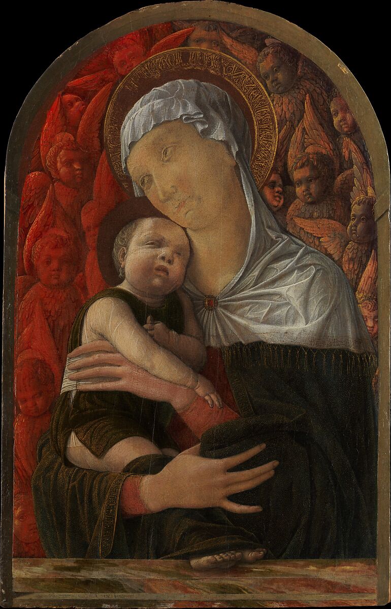 Madonna and Child with Seraphim and Cherubim, Andrea Mantegna (Italian, Isola di Carturo 1430/31–1506 Mantua), Tempera and gold on wood 