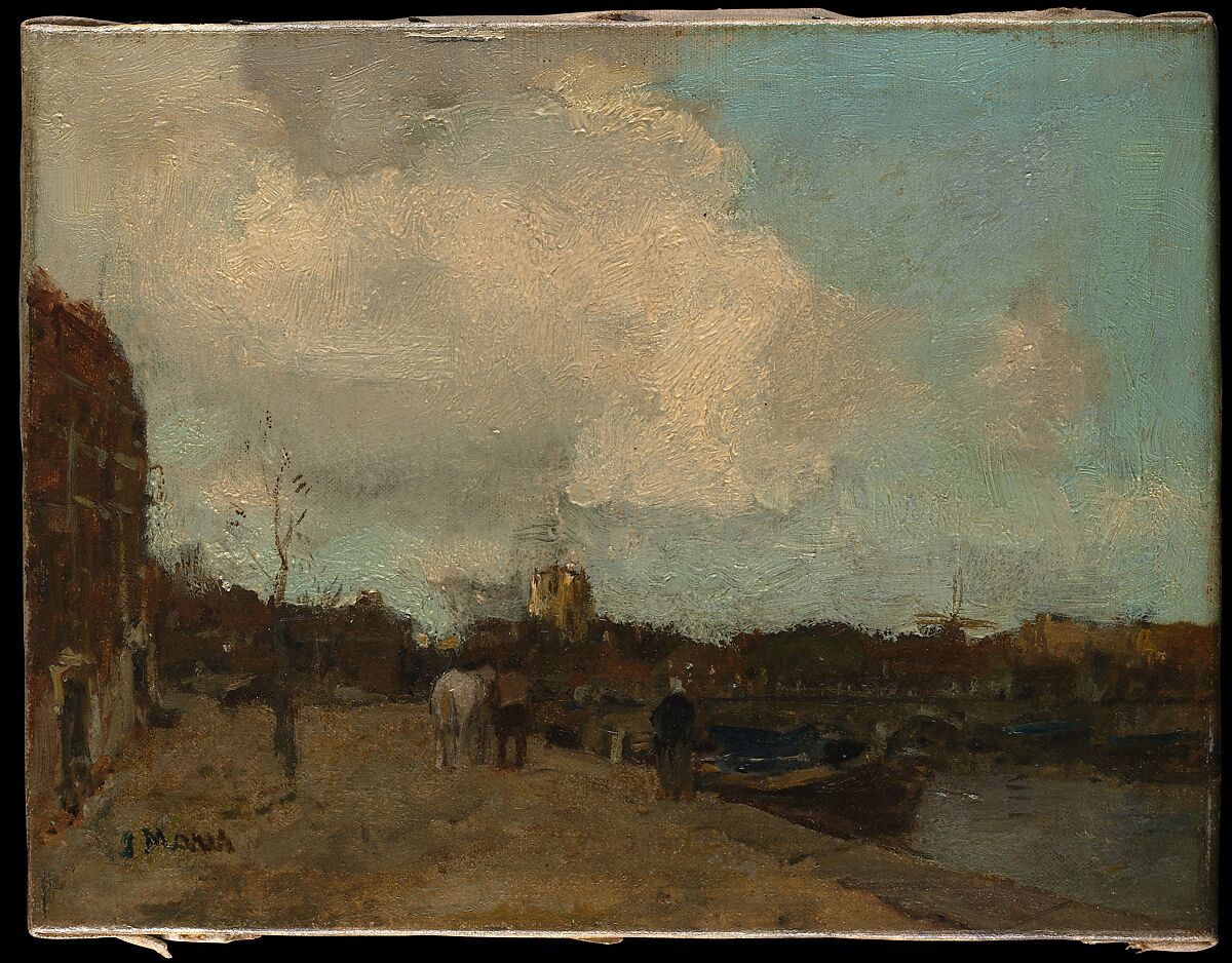 Canal Side, Jacob Maris (Dutch, The Hague 1837–1899 Karlsbad), Oil on canvas 