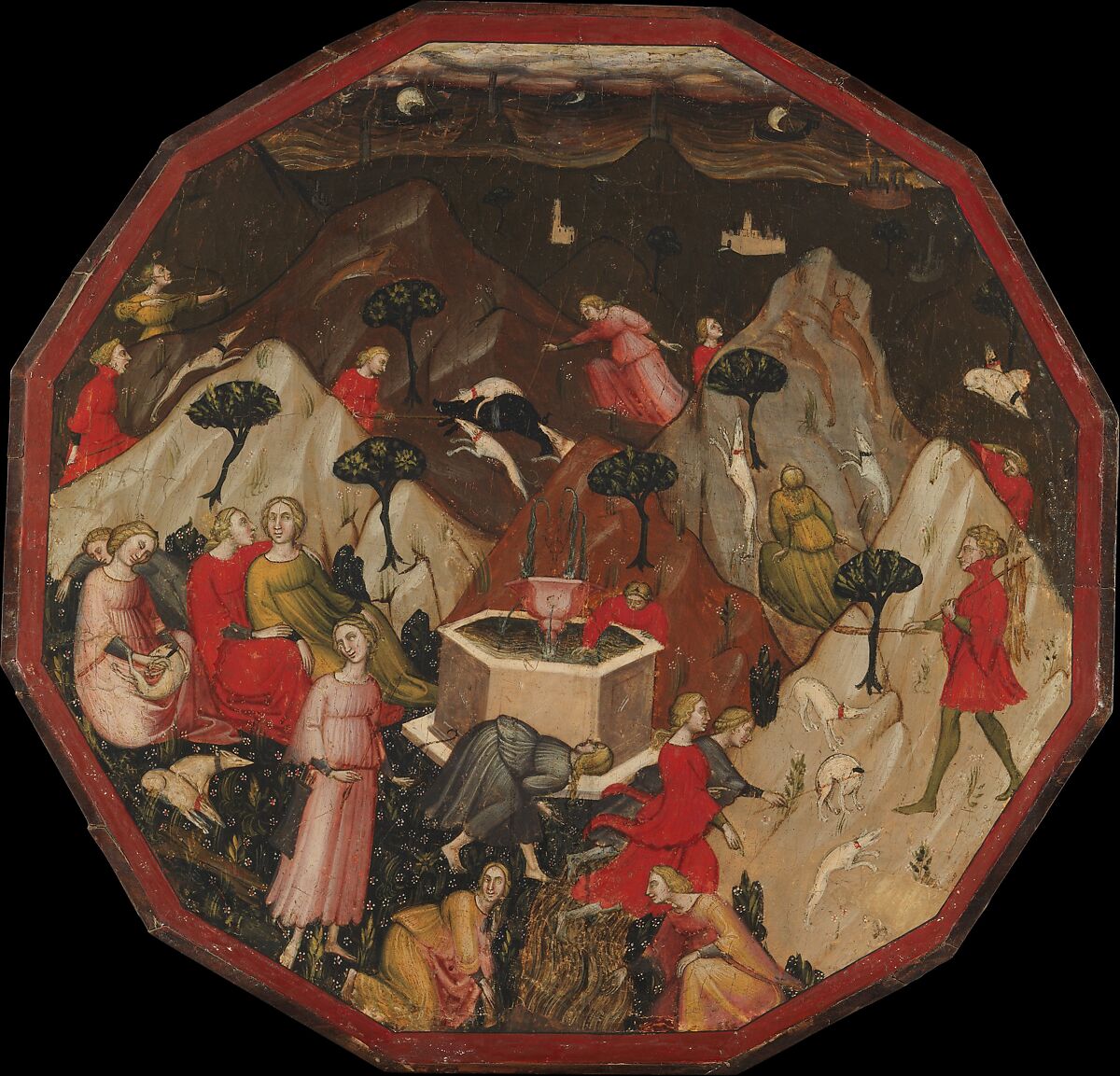 Ameto's Discovery of the Nymphs, Master of 1416 (Italian, Florentine, early 15th century), Tempera on wood 