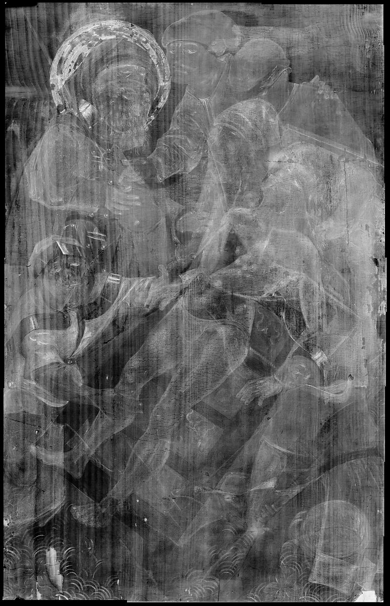 The Martyrdom of Saint Lawrence; (reverse) Giving Drink to the Thirsty, Master of the Acts of Mercy (Austrian, Salzburg, ca. 1465), Oil on fir, (obverse) gold ground