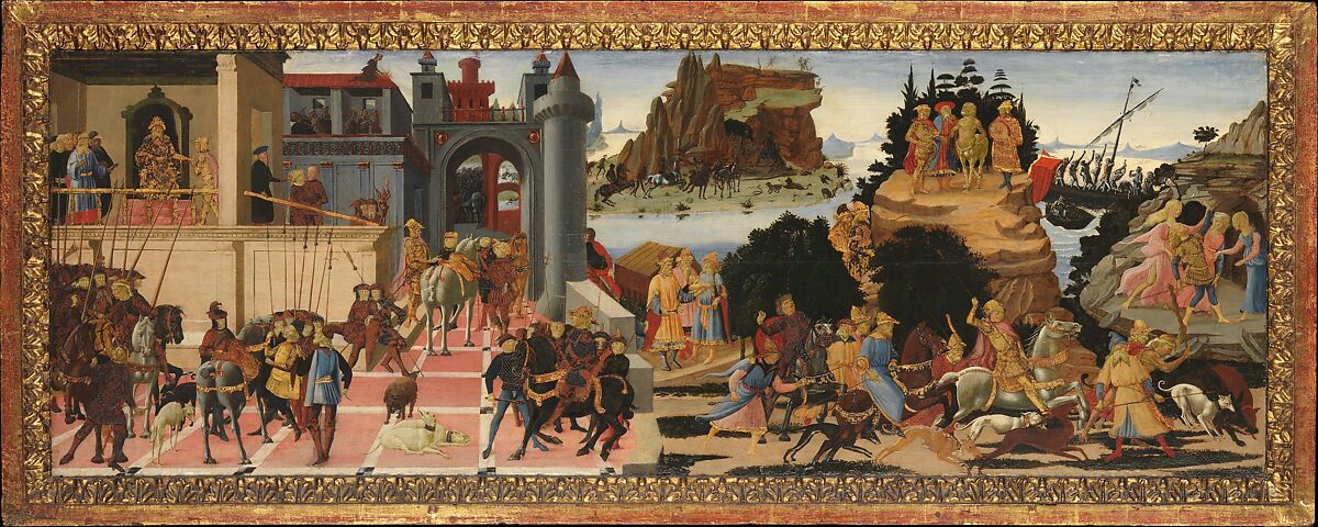 Scenes from the Story of the Argonauts, Jacopo di Arcangelo (called Jacopo del Sellaio) (Italian, Florence 1441/42–1493 Florence), Tempera on wood, gilt ornaments 