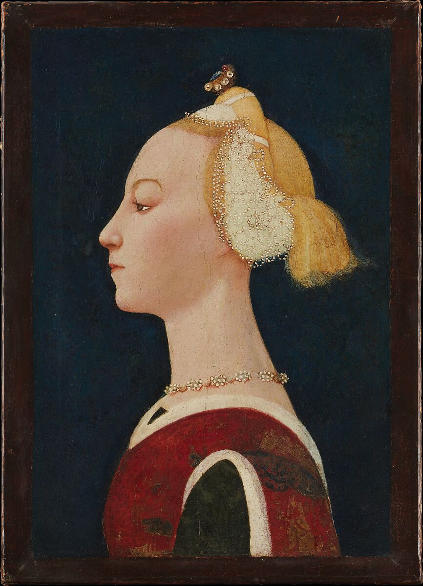 Portrait of a Woman, Master of the Castello Nativity (Italian, Florentine, active ca. 1445–75), Tempera and gold on canvas, transferred from wood 