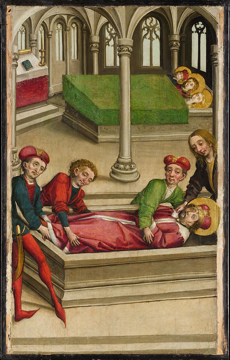The Burial of Saint Wenceslas, Master of Eggenburg (Austrian, Tirol, active 1490–1500), Oil and gold on spruce 