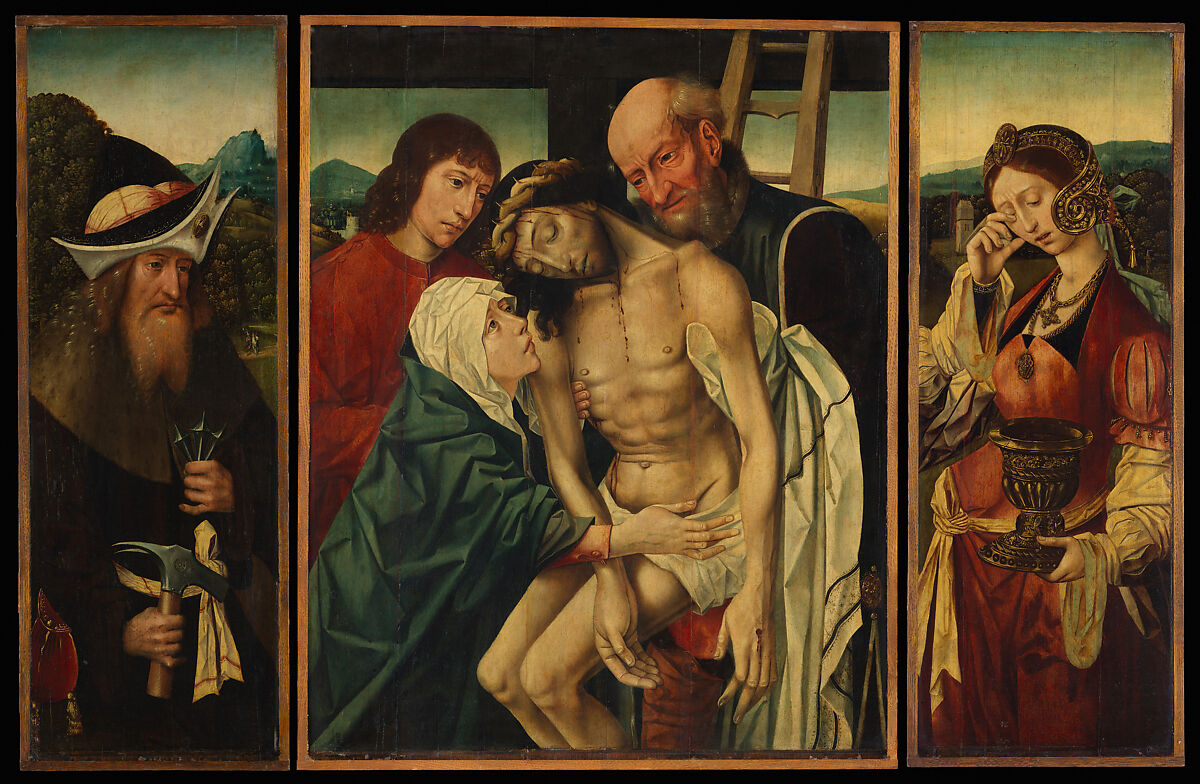 The Descent from the Cross, Master of the Holy Blood  Netherlandish, Oil on wood
