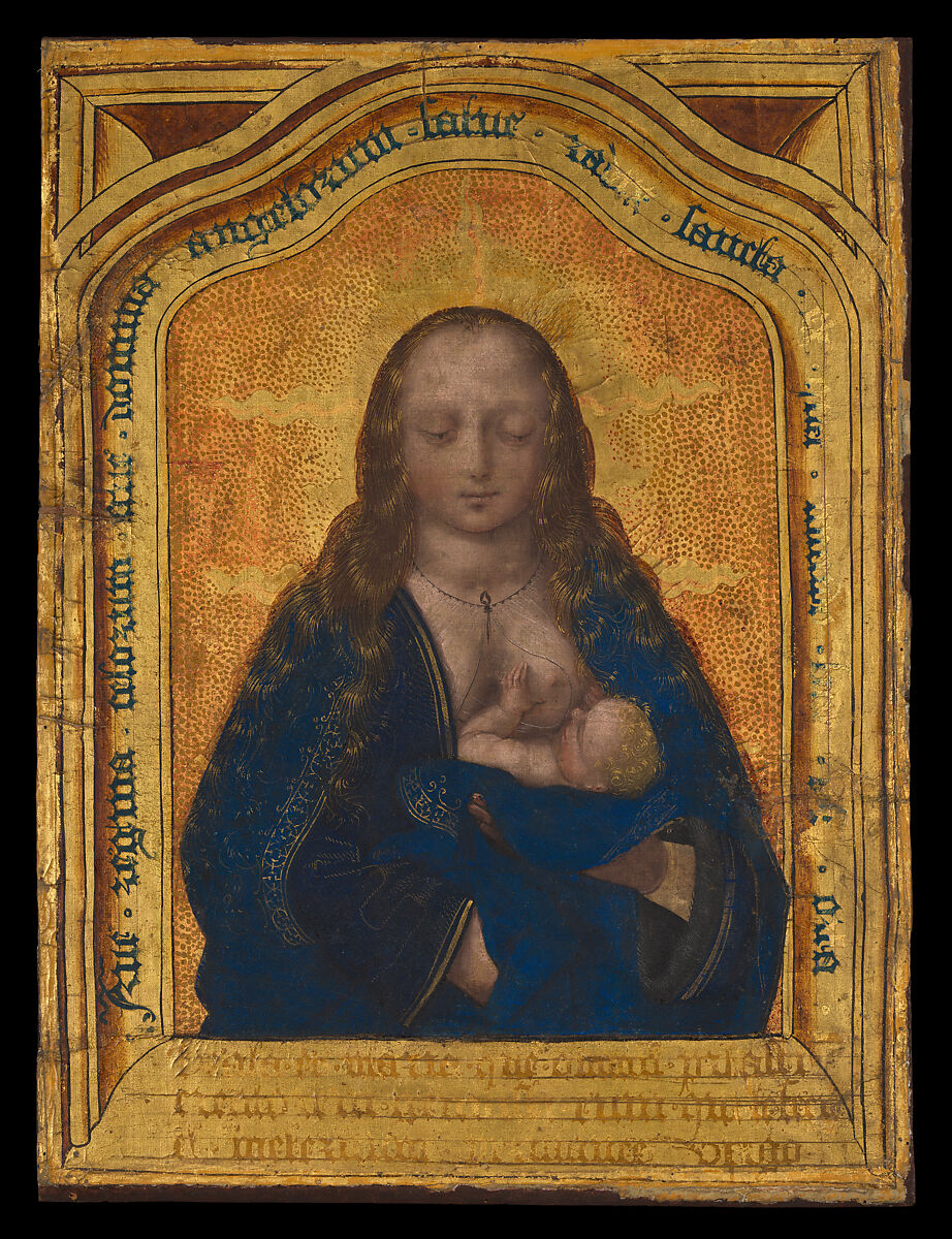 Virgin Suckling the Child, Netherlandish (Antwerp) Painter (ca. 1520), Tempera and gold on linen 