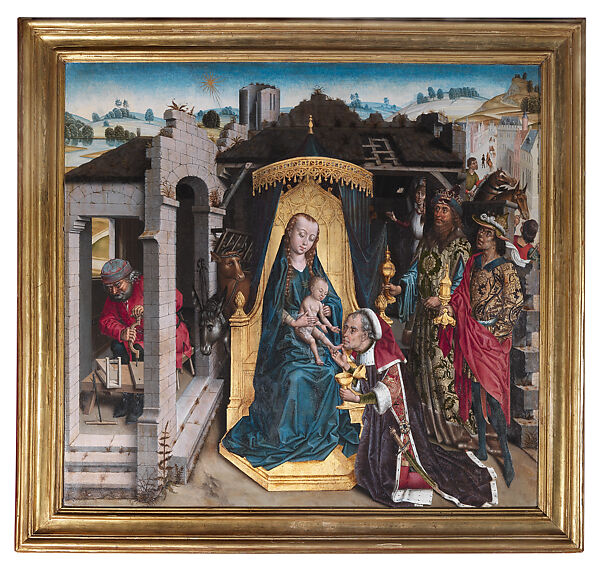 Abner's Messenger before David; The Queen of Sheba Bringing Gifts to Solomon; The Annunciation, Master of the Saint Barbara Legend (Netherlandish, active late 15th century) and a collaborator, Oil on oak