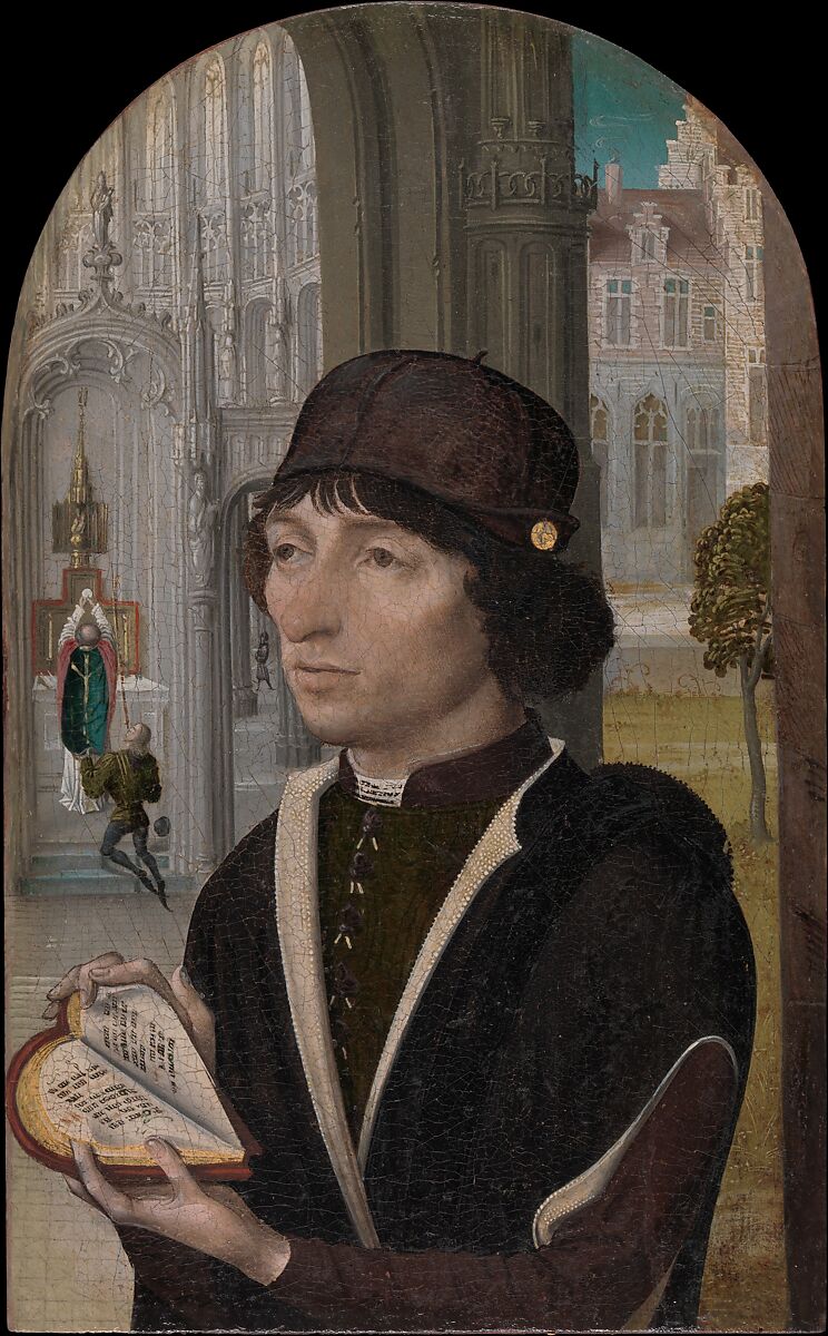 Young Man Holding a Book, Master of the View of Saint Gudula  Netherlandish, Oil on wood