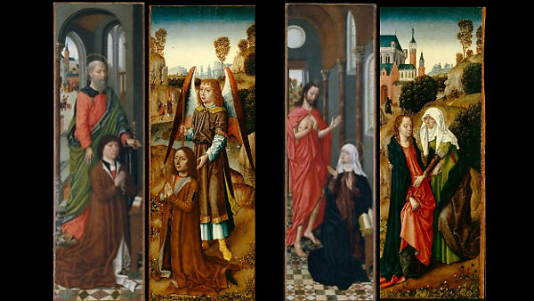 Saint Paul with a Donor; Christ Appearing to His Mother, Master of the Saint Ursula Legend (Netherlandish, active late 15th century), Oil on wood