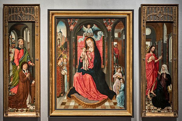 Saint Paul with a Donor; Christ Appearing to His Mother, Master of the Saint Ursula Legend (Netherlandish, active late 15th century), Oil on wood