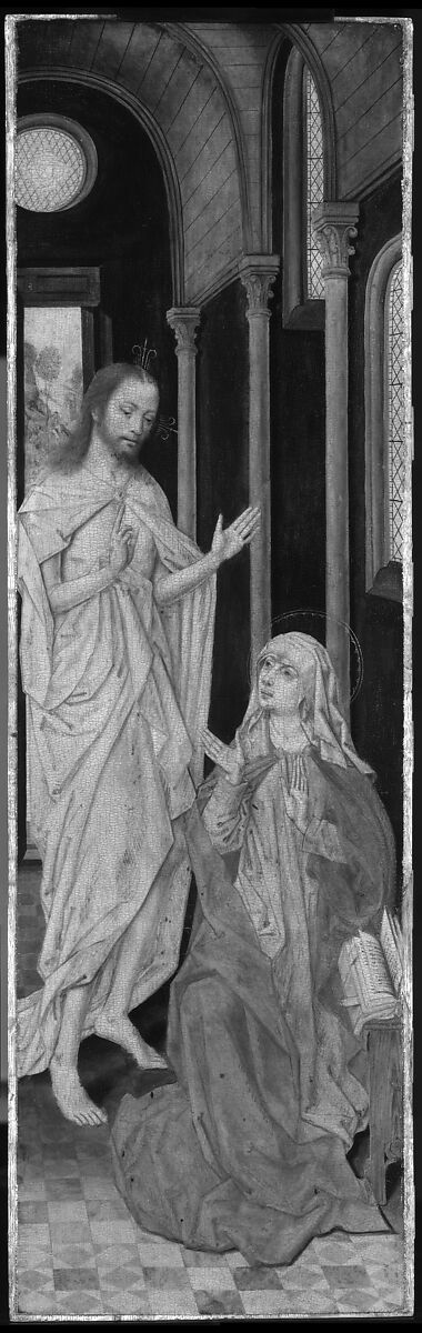 Saint Paul with a Donor; Christ Appearing to His Mother, Master of the Saint Ursula Legend (Netherlandish, active late 15th century), Oil on wood