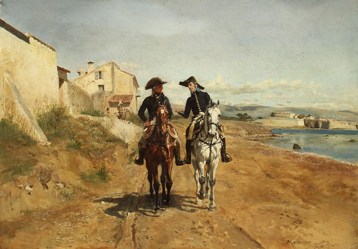 A General and His Aide-de-camp, Ernest Meissonier (French, Lyons 1815–1891 Paris), Oil on wood 