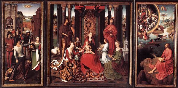 Virgin and Child with Saints Catherine of Alexandria and Barbara, Hans Memling (Netherlandish, Seligenstadt, active by 1465–died 1494 Bruges), Oil on wood