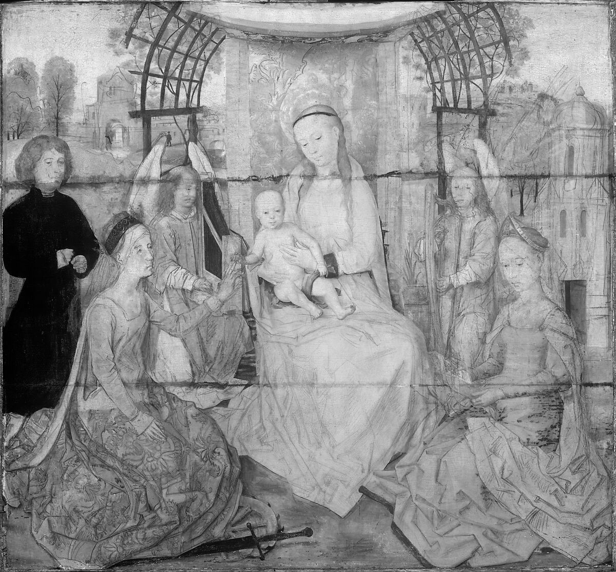 Virgin and Child with Saints Catherine of Alexandria and Barbara, Hans Memling (Netherlandish, Seligenstadt, active by 1465–died 1494 Bruges), Oil on wood