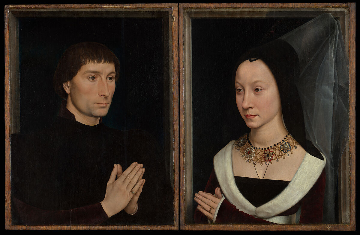 Tommaso di Folco Portinari (1428–1501); Maria Portinari (Maria Maddalena Baroncelli, born 1456), Hans Memling  Netherlandish, Oil on oak