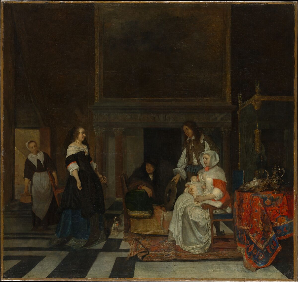 The Visit to the Nursery, Gabriël Metsu  Dutch, Oil on canvas