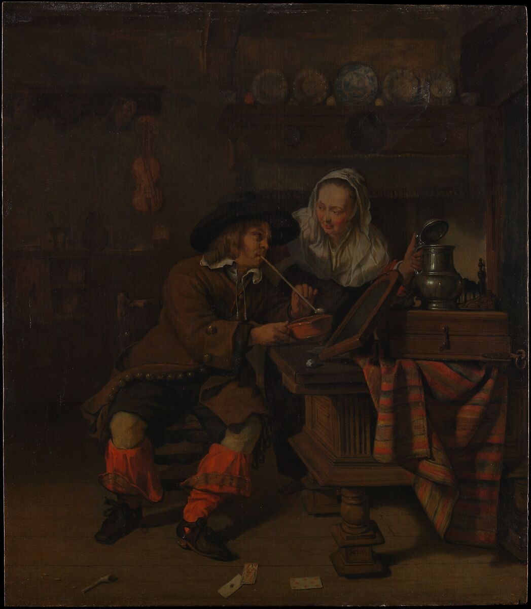 Tavern Scene, Copy after Gabriël Metsu (Dutch, late 17th century), Oil on wood 