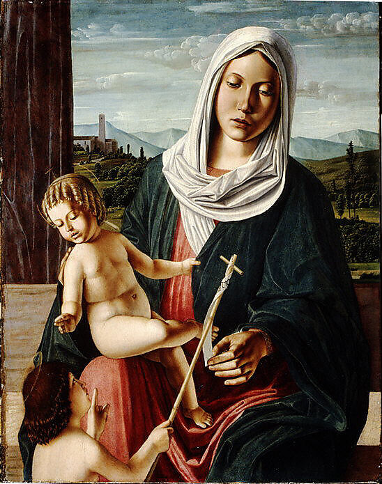 Madonna and Child with the Infant Saint John the Baptist, Michele da Verona (Michele di Zenone) (Italian, Verona 1470–1536/37 Verona (?)), Tempera and oil on wood 
