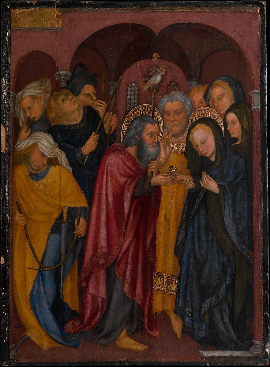 The Marriage of the Virgin, Michelino da Besozzo (Michelino de Mulinari) (Italian, Lombardy, active 1388–1450), Tempera and gold on wood 