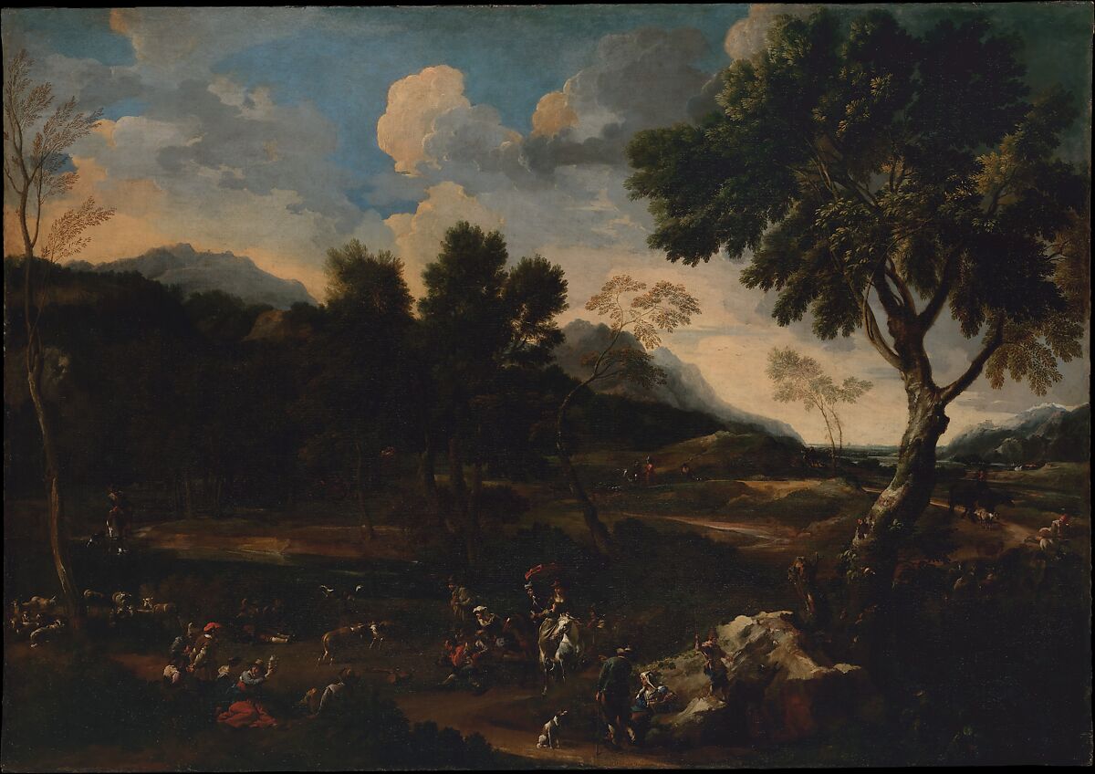 Landscape with a Battle between Two Rams, Jan Miel (Flemish, Beveren 1599–1664 Turin), Oil on canvas 