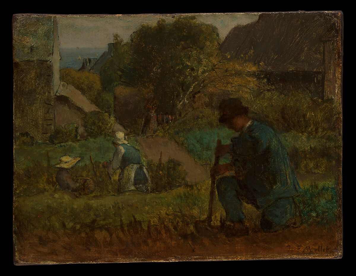 Garden Scene, Jean-François Millet (French, Gruchy 1814–1875 Barbizon), Oil on canvas 