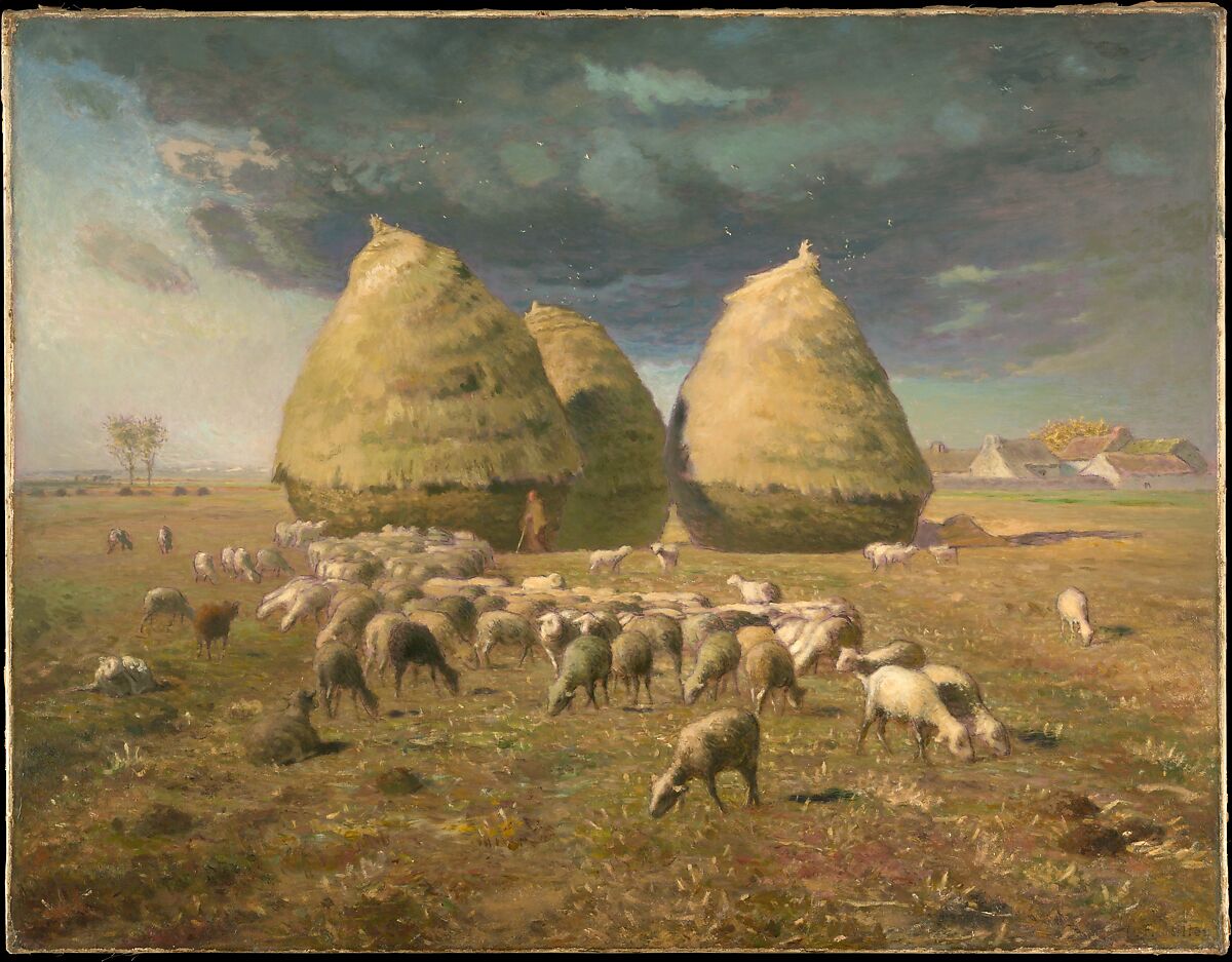 Famous Paintings by Famous Artists: Jean-Francois Millet, Haystacks: Autumn, 1874, The Metropolitan Museum of Art, New York, NY, USA.