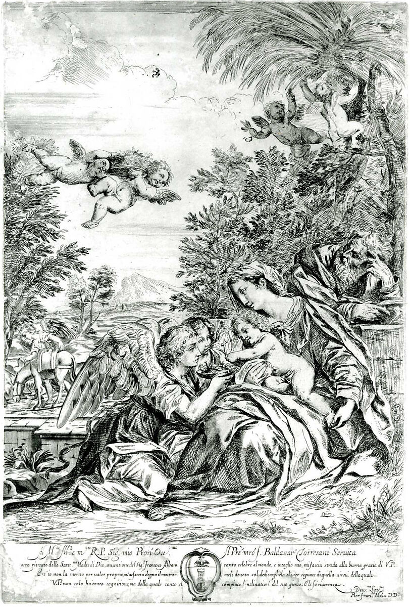 The Rest on the Flight into Egypt, Pier Francesco Mola (Italian, Coldrerio 1612–1666 Rome), Oil on copper