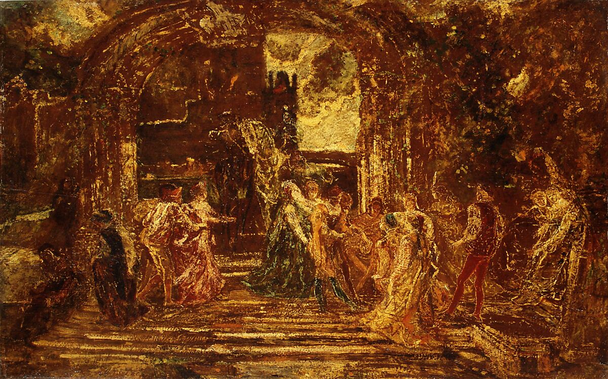 The Court of the Princess, Adolphe Monticelli (French, Marseilles 1824–1886 Marseilles), Oil on wood 