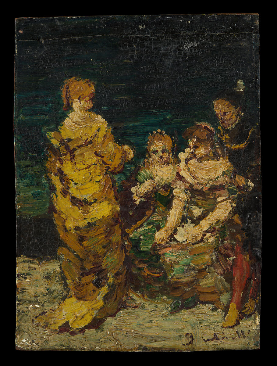 Four Figures, Adolphe Monticelli  French, Oil on wood