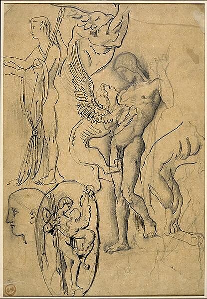 Oedipus and the Sphinx, Gustave Moreau (French, Paris 1826–1898 Paris), Oil on canvas