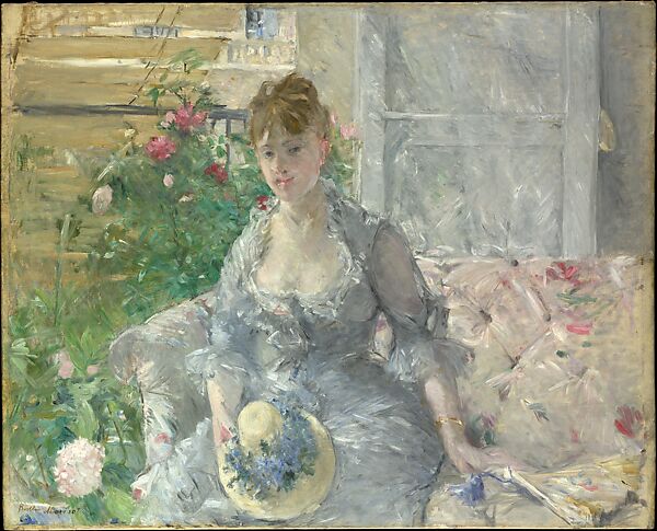 Young Woman Seated on a Sofa, Berthe Morisot (French, Bourges 1841–1895 Paris), Oil on canvas 
