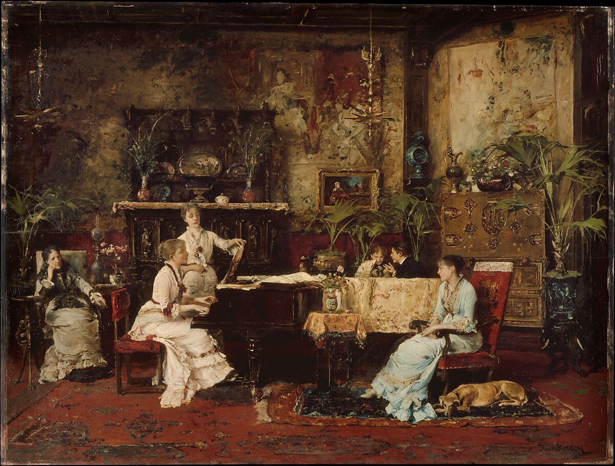 The Music Room, Mihály Munkácsy (Hungarian, Mukachevo (Munkács) 1844–1900 Endenich), Oil on wood 