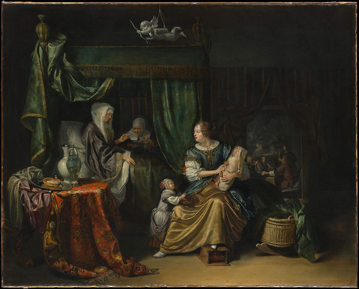 The Newborn Baby, Matthijs Naiveu (Dutch, Leiden 1647–1726 Amsterdam), Oil on canvas 