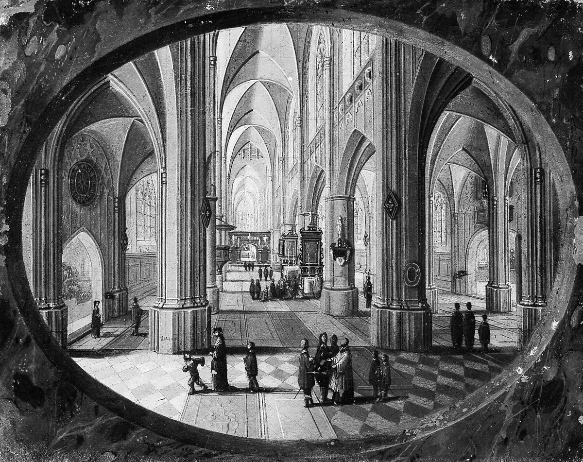 Interior of a Gothic Church by Day, Pieter Neeffs the Elder (Flemish, active 1605–1656/61), Oil on copper 