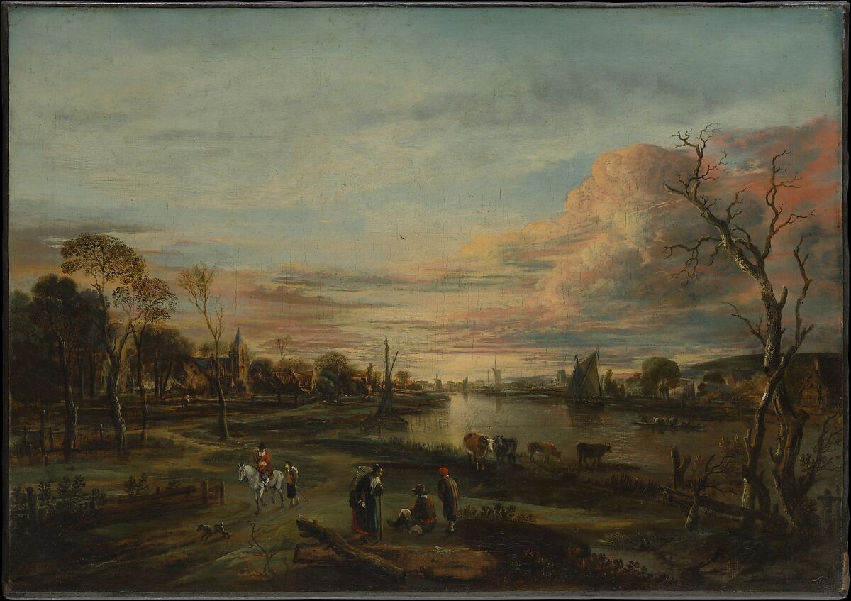 Landscape at Sunset, Aert van der Neer (Dutch, Gorinchem 1603/4–1677 Amsterdam), Oil on canvas 