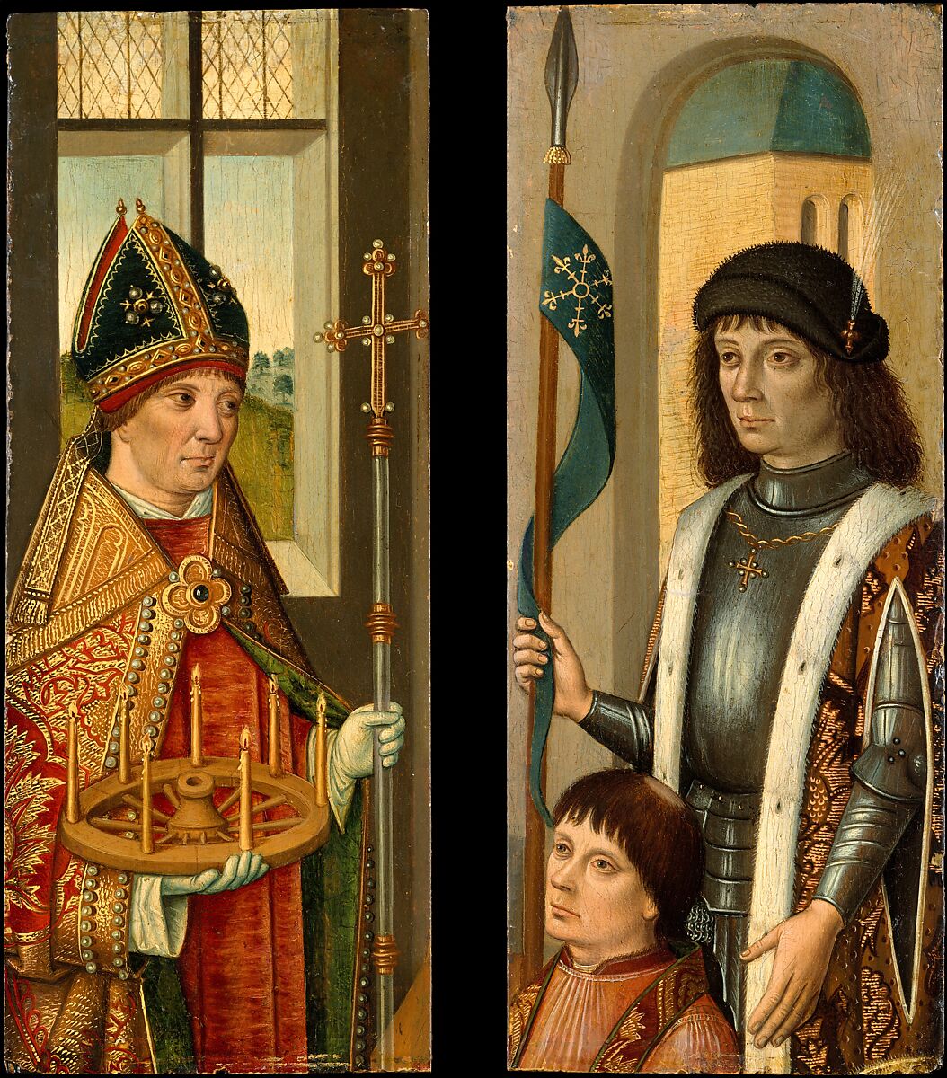 Saint Donatian; Saint Victor Presenting a Donor, Netherlandish (Bruges) Painter  Netherlandish, Oil on wood