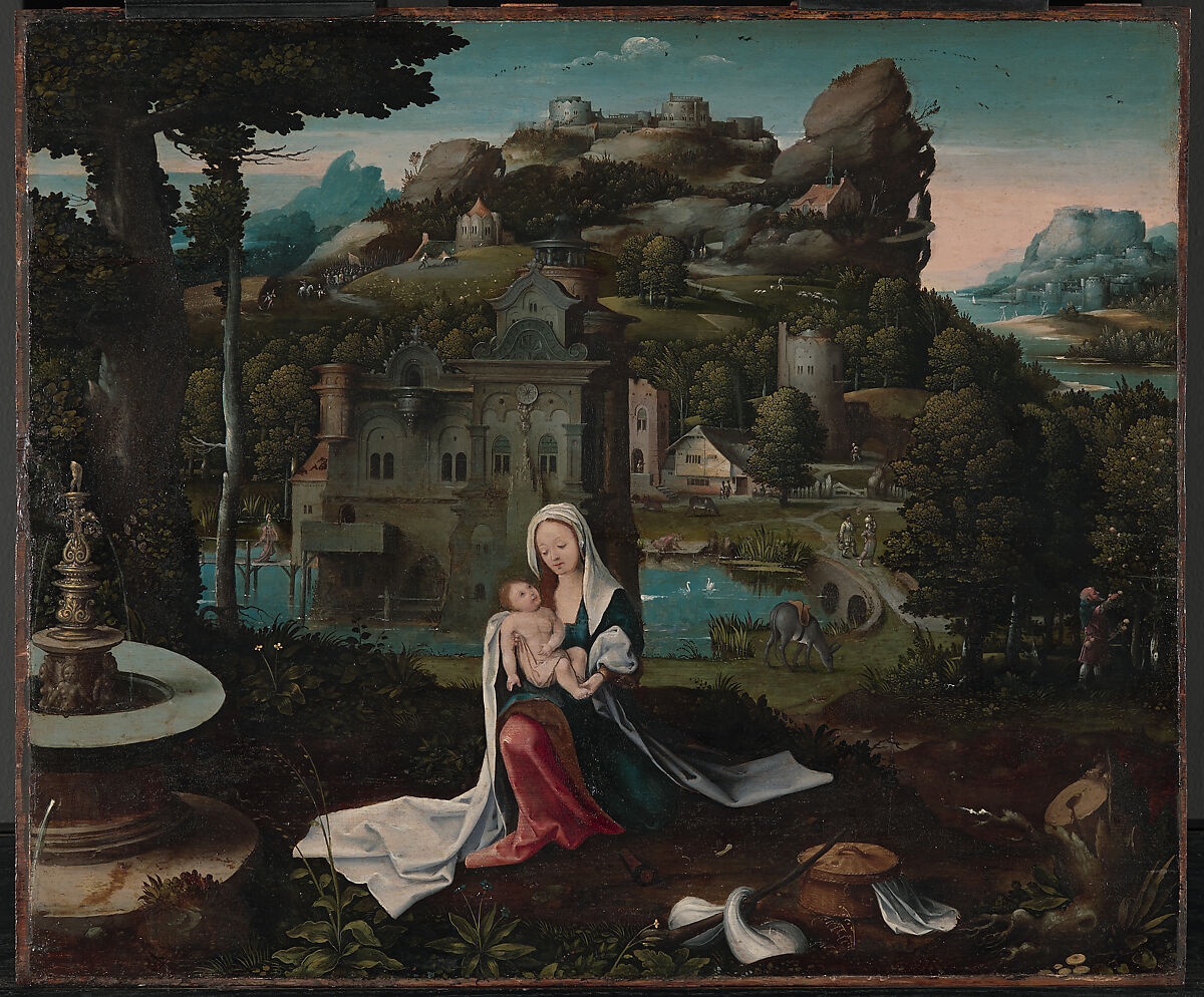 The Rest on the Flight into Egypt, Netherlandish (Antwerp) Painters (mid-16th century), Oil on wood 