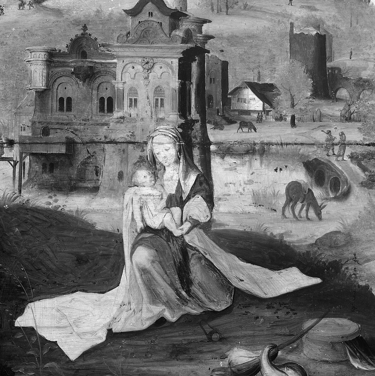 The Rest on the Flight into Egypt, Netherlandish (Antwerp) Painters (mid-16th century), Oil on wood