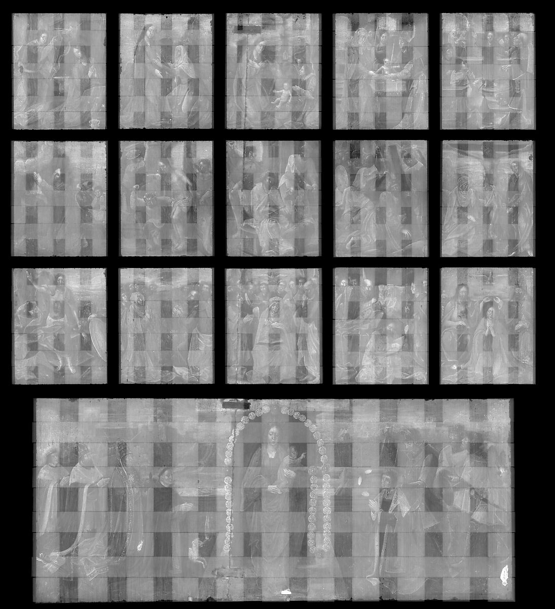 The Fifteen Mysteries and the Virgin of the Rosary, Netherlandish (Brussels) Painter, Oil on wood