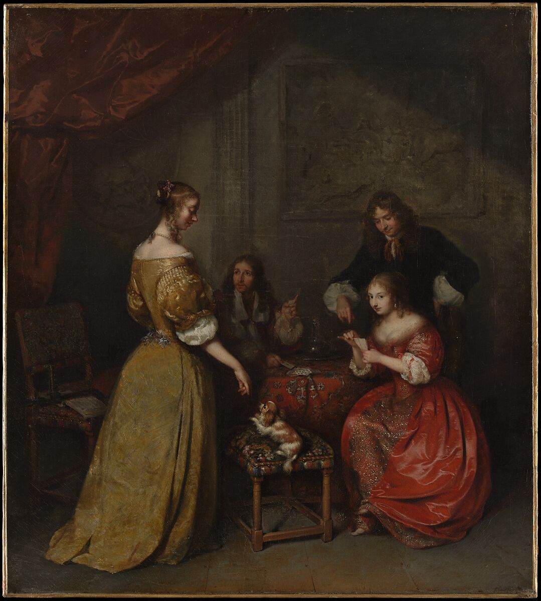 The Card Party, Caspar Netscher (Dutch, Heidelberg 1639?–1684 The Hague), Oil on canvas 
