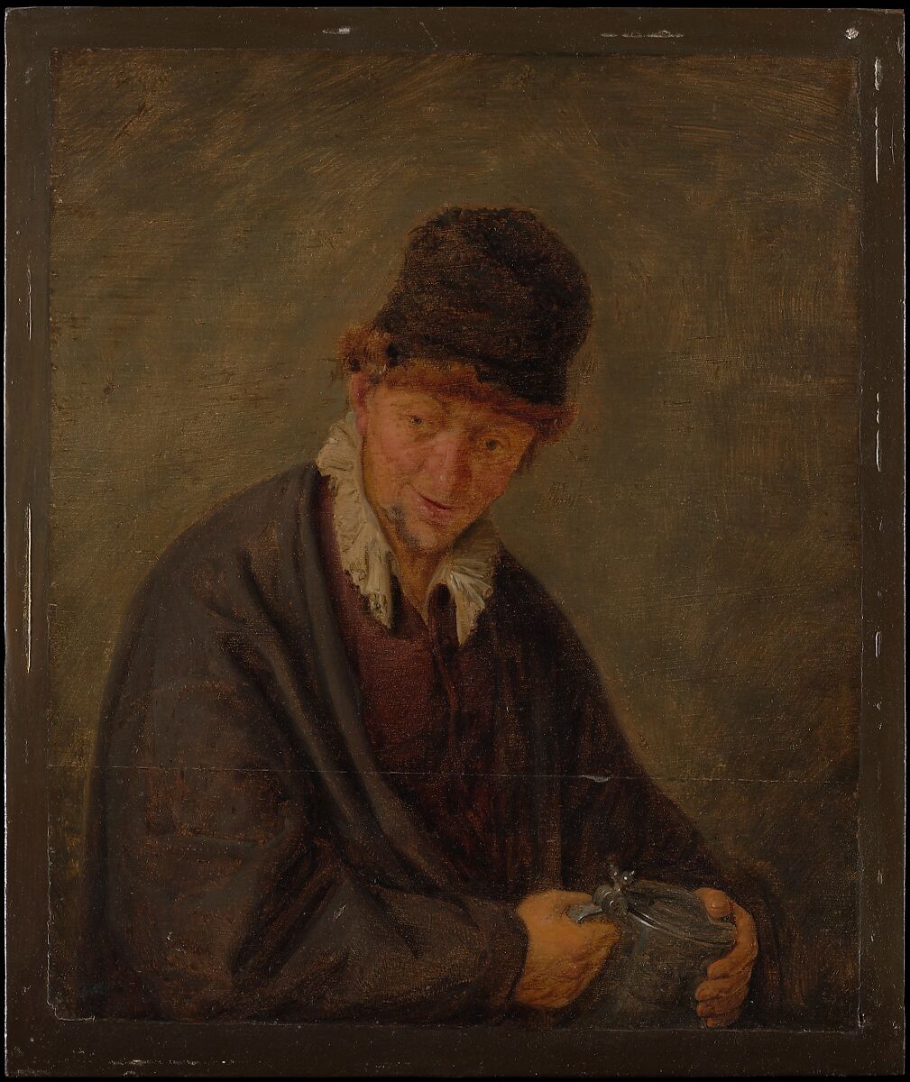 Man with a Tankard, Style of Adriaen van Ostade (Dutch, second half 17th century), Oil on wood 