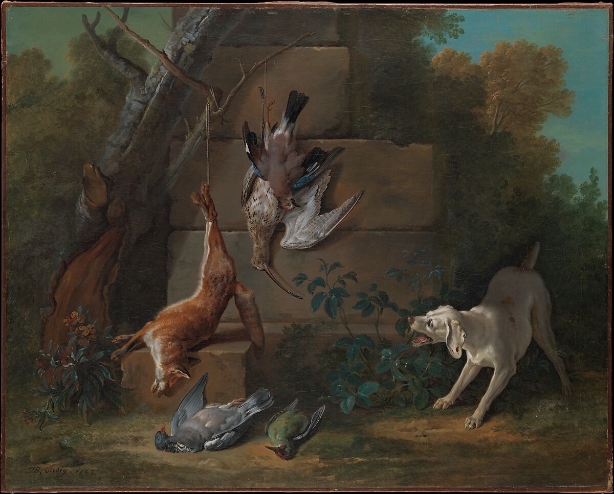 Dog Guarding Dead Game, Jean-Baptiste Oudry (French, Paris 1686–1755 Beauvais), Oil on canvas 