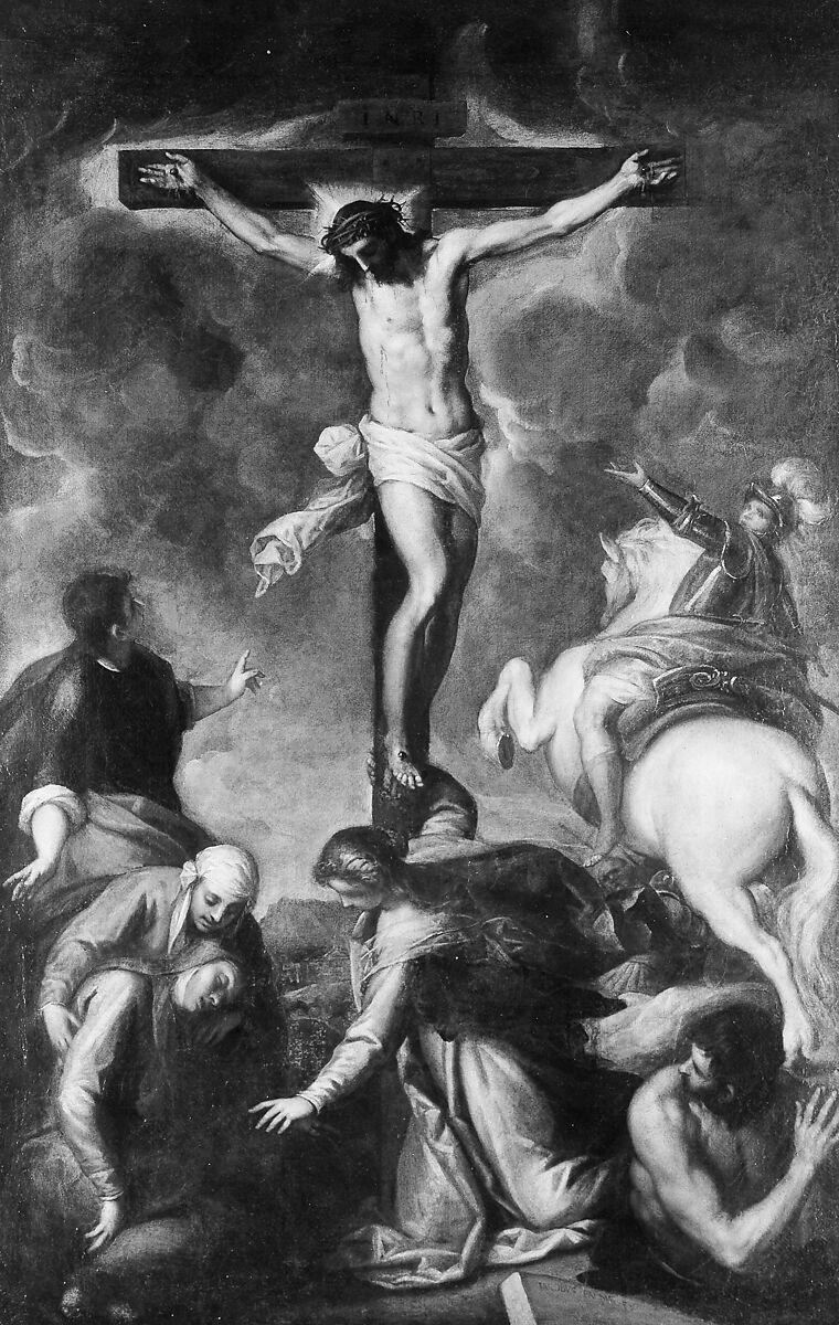 The Crucifixion, Jacopo Palma the Younger (Italian, Venice ca. 1548–1628 Venice), Oil on canvas 