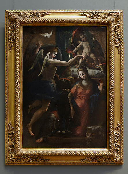 The Annunciation, Attributed to Girolamo Mazzola Bedoli (Italian, Viadana ca. 1505–ca. 1570 Parma), Oil on wood