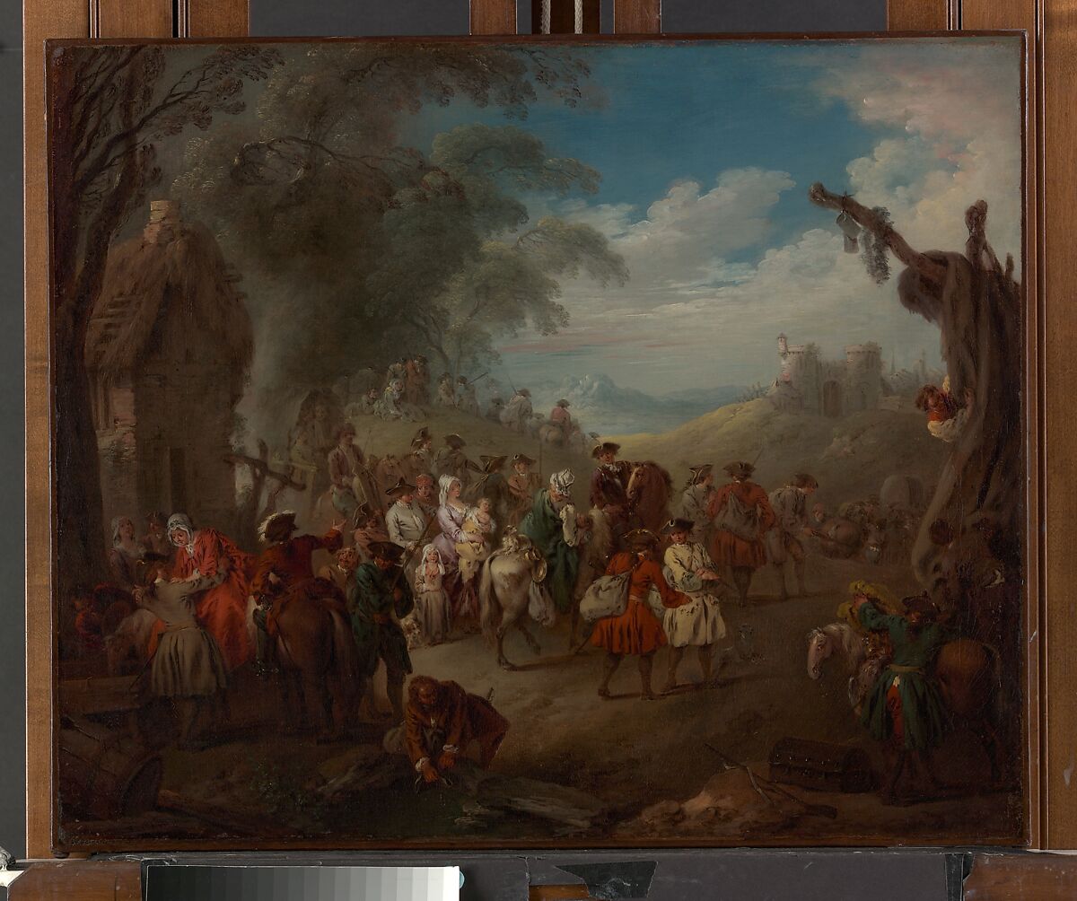 Troops on the March, Jean-Baptiste Joseph Pater  French, Oil on canvas