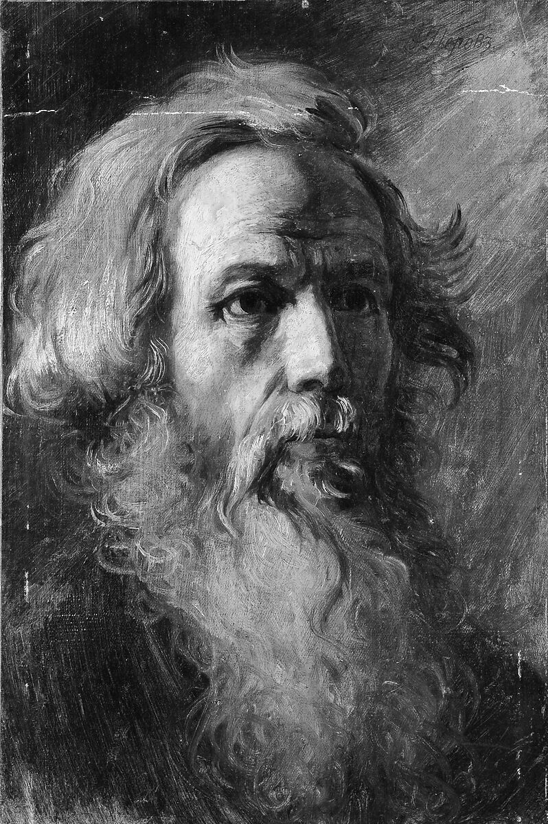 Head of a Man, Vasilii Grigorievich Perov (Russian, Tobolsk 1834–1882 Kuz&#39;minki, Moscow), Oil on canvas board 