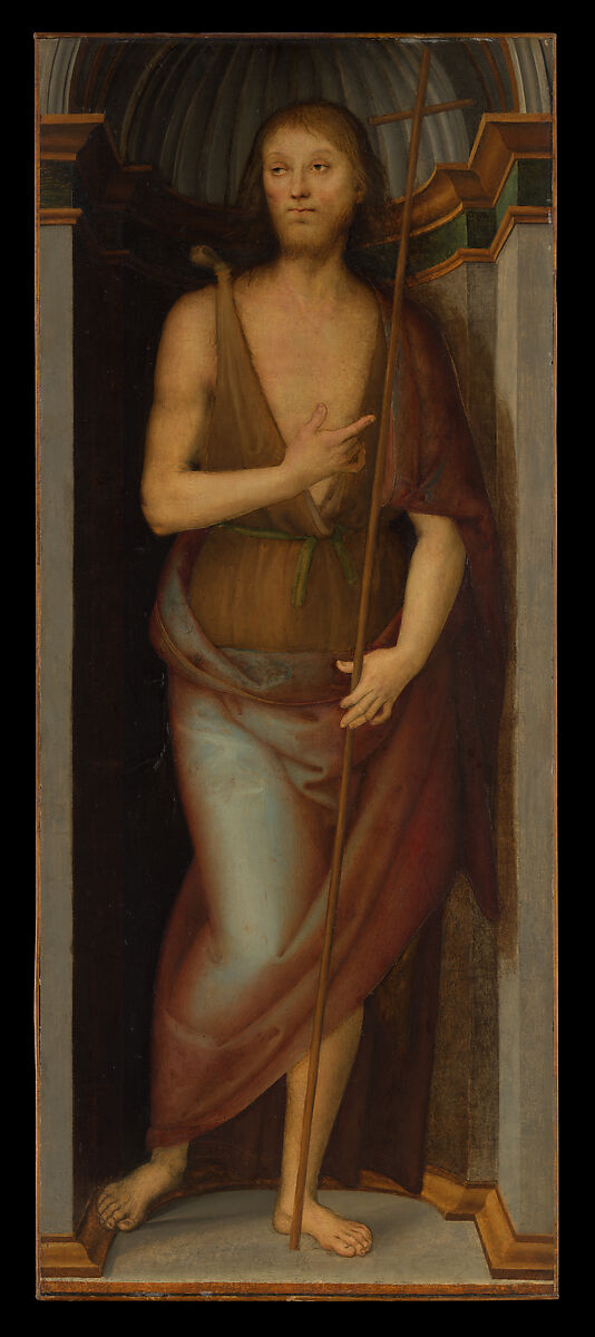 Saint John the Baptist; Saint Lucy, Perugino (Pietro di Cristoforo Vannucci) (Italian, Città della Pieve, active by 1469–died 1523 Fontignano), Oil(?) on wood 